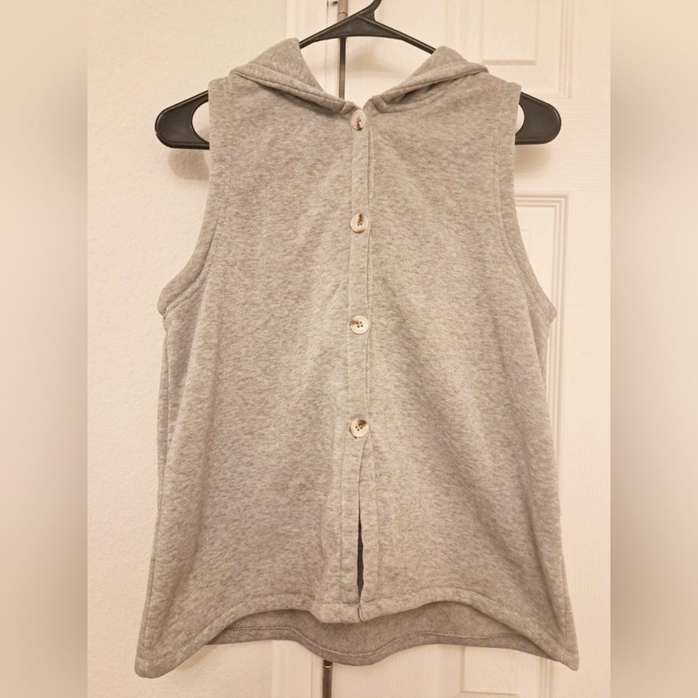 Heather Gray Sleeveless Button-Up Hoodie/Vest - Small/Medium